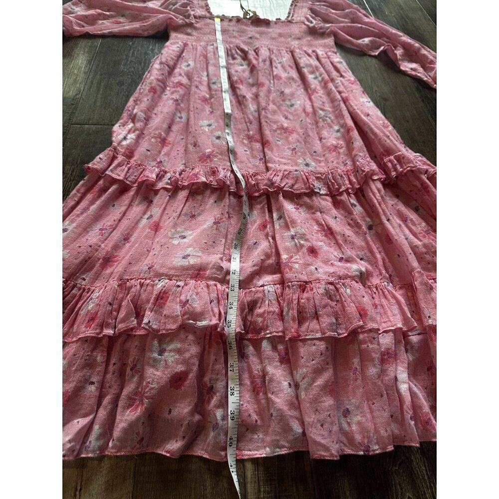 LoveShackFancy NWT Miri Dress in Coral Blaze Long Sleeve Midi Size XL - Picture 7 of 9